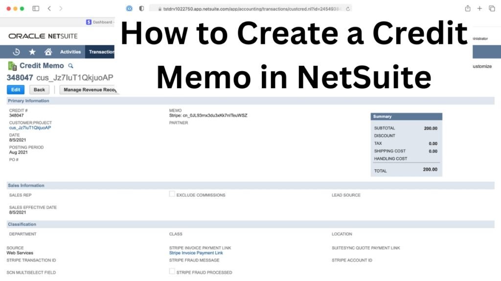 How to Create a Credit Memo in NetSuite